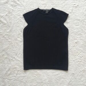Max Mara Weekend Black Cap‎ Sleeve Knit Crew Neck Top Size Small